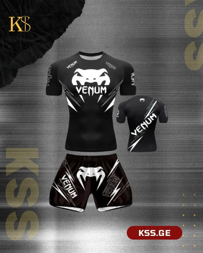 UFC Boxing Muay Thai Short Sleeved Shorts Set MMA Men's and Women's Outdoor Sports Casual Fashion Trend for Adults and Children