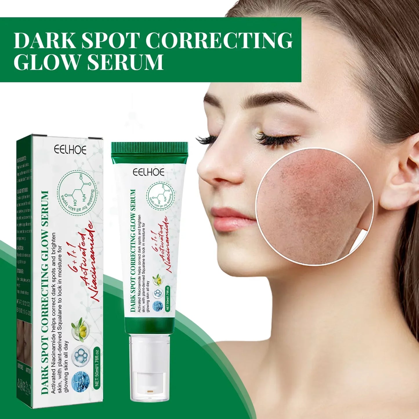 Dark Spot Correcting Glow Serum Fade Pigment Freckle Melasma Melanin Improves Dull Skin Facial Whitening Brightening Essence