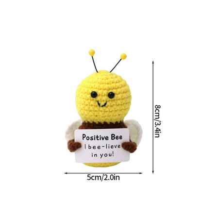 Cute Mini Positive Crochet Bee Hand-woven Animal Doll Thank You Gift for Birthday Teachers Graduation Car Interior Accessories