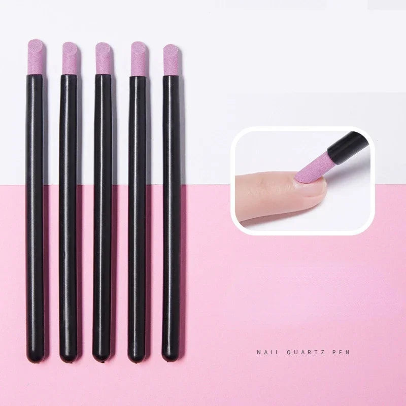 Portable Quartz Grinding Sanding Pen Nail Cuticle Pusher Dead Skin Remove Pushers Nail Polish Manicure Stick Nail Files Tools