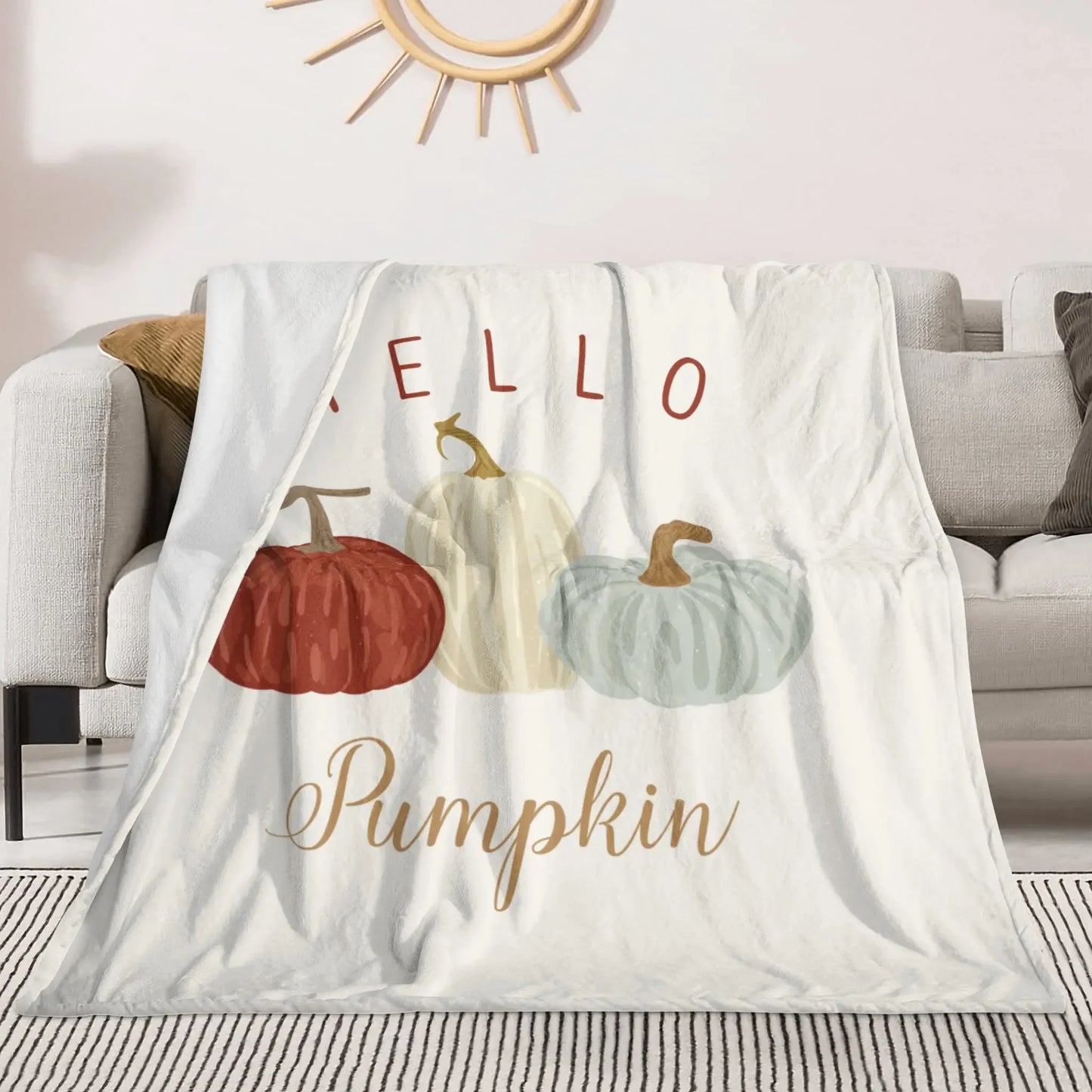 Halloween Throw Blanket for Couch Bed Halloween Fall Thanksgiving Gift Blanket Pumpkin and Ghost Print Blankets Sofa Blankets