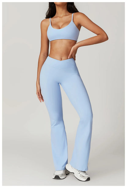 Women Sportswear Yoga Set 2PCS Sport Suit Gym Workout Clothes Short Sleeve Gym Crop Top High Waist Leggings Fitness Sports Wear