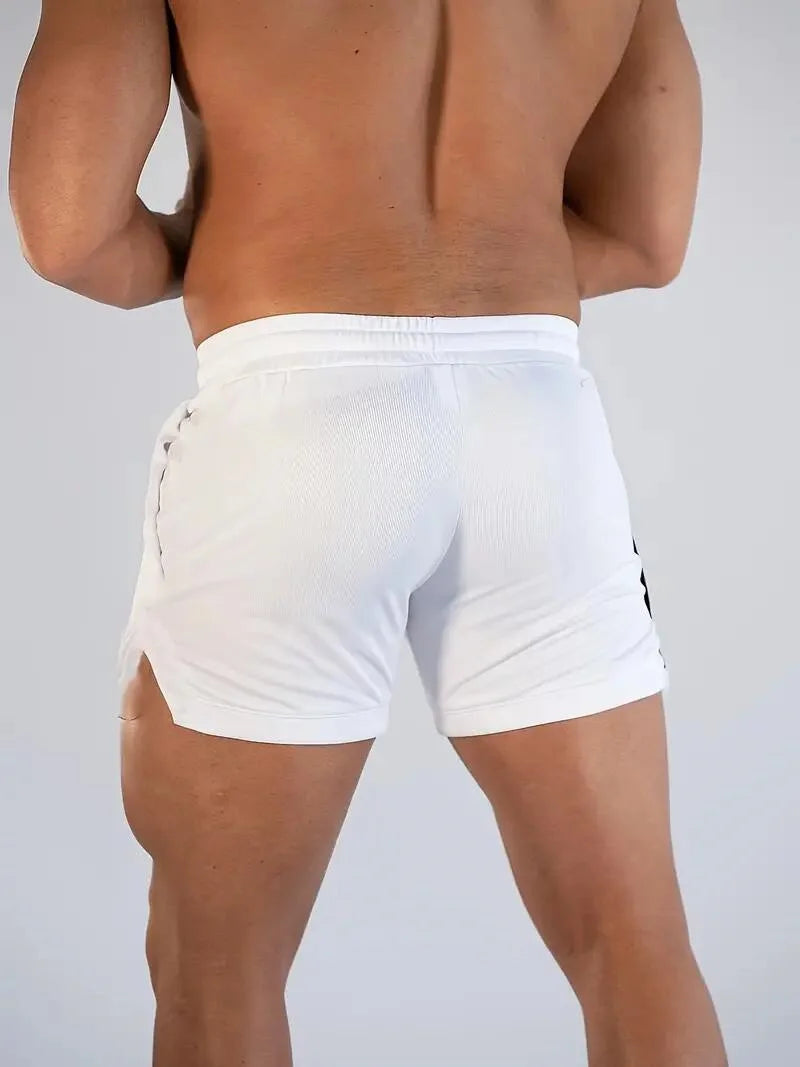 Mens Gym Training Shorts Men Sports Casual Clothing Fitness Workout Running Grid quick-drying compression Shorts Athletics