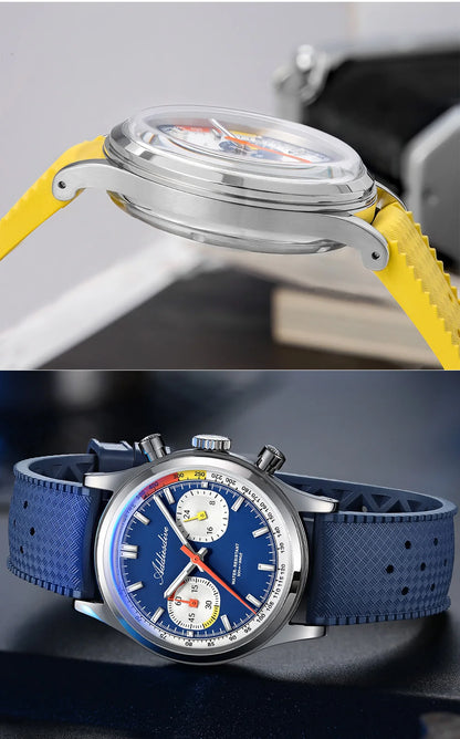 ADDIESDIVE New Men Watch 38mm VK64 Chronograph Fluororubber Luxury Domed Glass BGW9 Luminous 100m Waterproof Quartz Wristwatch