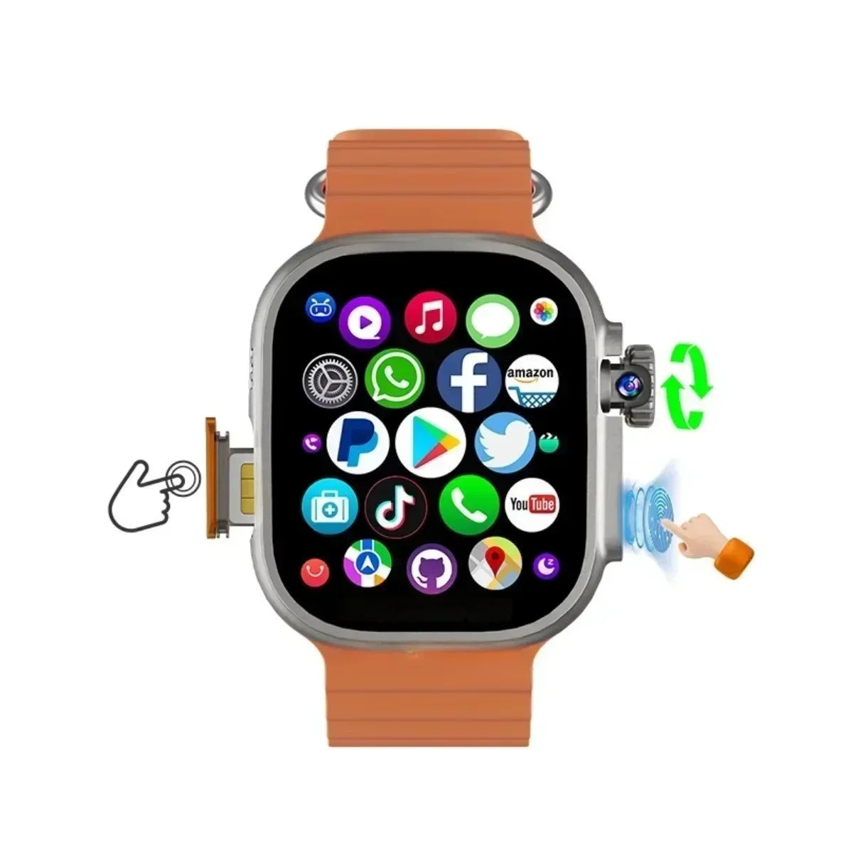 4G Android Smartwatch DW100 New Global Call Fingerprint Unlock 4G SIM Card 2.29 Inch AMOLED Video Chat WIFI GPS App Download