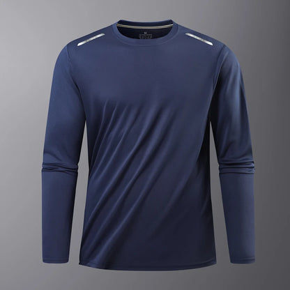 Reflective Sport Gym T Shirt Men Quick Dry Running Bodybuilding Shirts Men Long Sleeve Fitness Pullover Top Spring Autumn