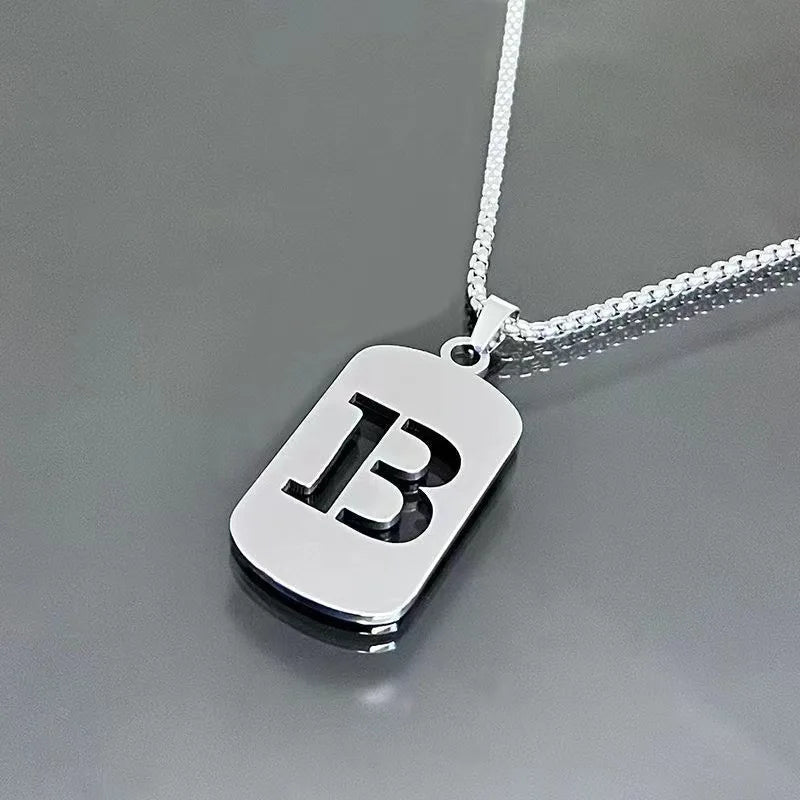 Stainless steel Men Women Pendant Necklace Hollow 26 Mother Without Plating Design  Style Hip Hop Chain for Daily Wear and Gift