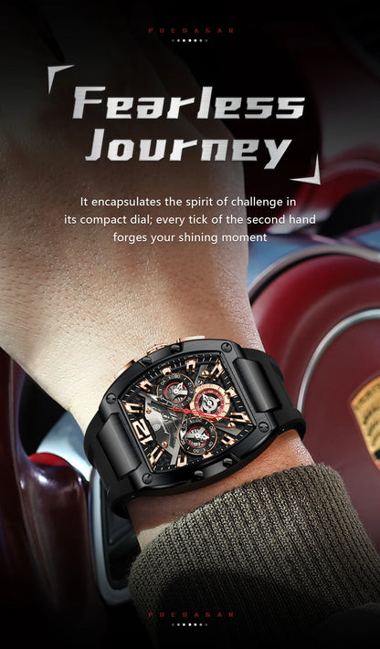 POEDAGAR Luxury Watches For Men Sport Casual Waterproof Luminous Date Man Wristwatch Chronograph Quartz Silicone Men Watch Reloj