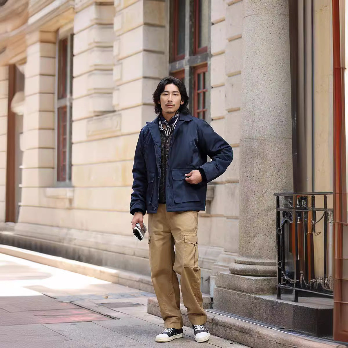 Men's extra-thick printed cotton jacket