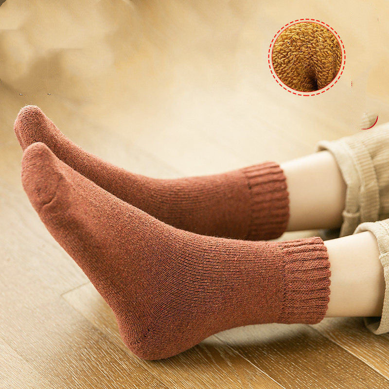 General Floor Socks Thickened Plus Velvet Tube Socks Solid Color