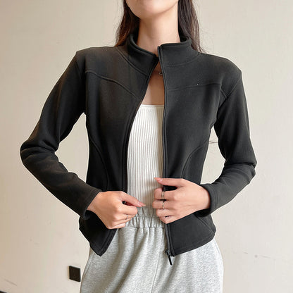 Women's Stand Collar Short Coat Cashmere Hoodie Plus Velvet Thickening