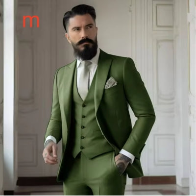 Men's Solid Color Slim Fit Business Suit Set