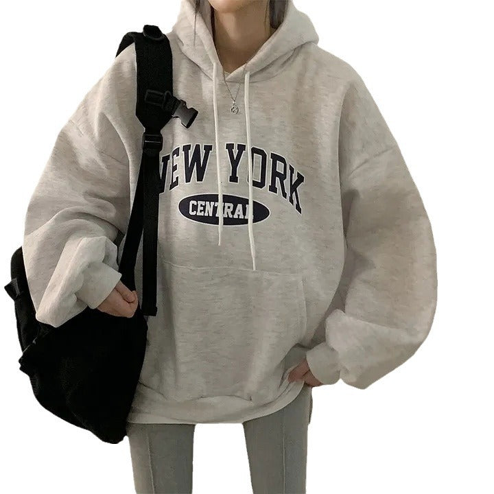 Printed Letters Thick Thin Velvet Women's Sweater