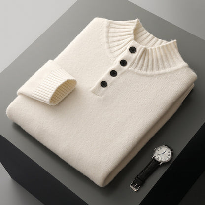 Men's thick four-button wool sweater