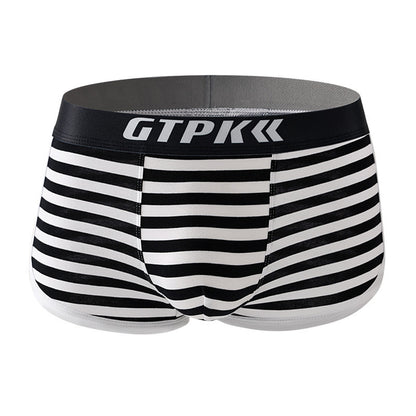 Striped Underwear Mid Mid-waist Breathable Cotton Boxer