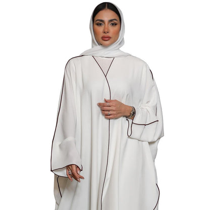 Women's White Patchwork Plus Size Women's Abaya Robe 