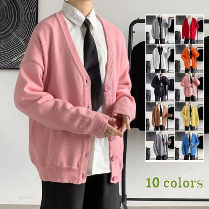 Solid Color V-neck Loose And Lazy Style Sweater
