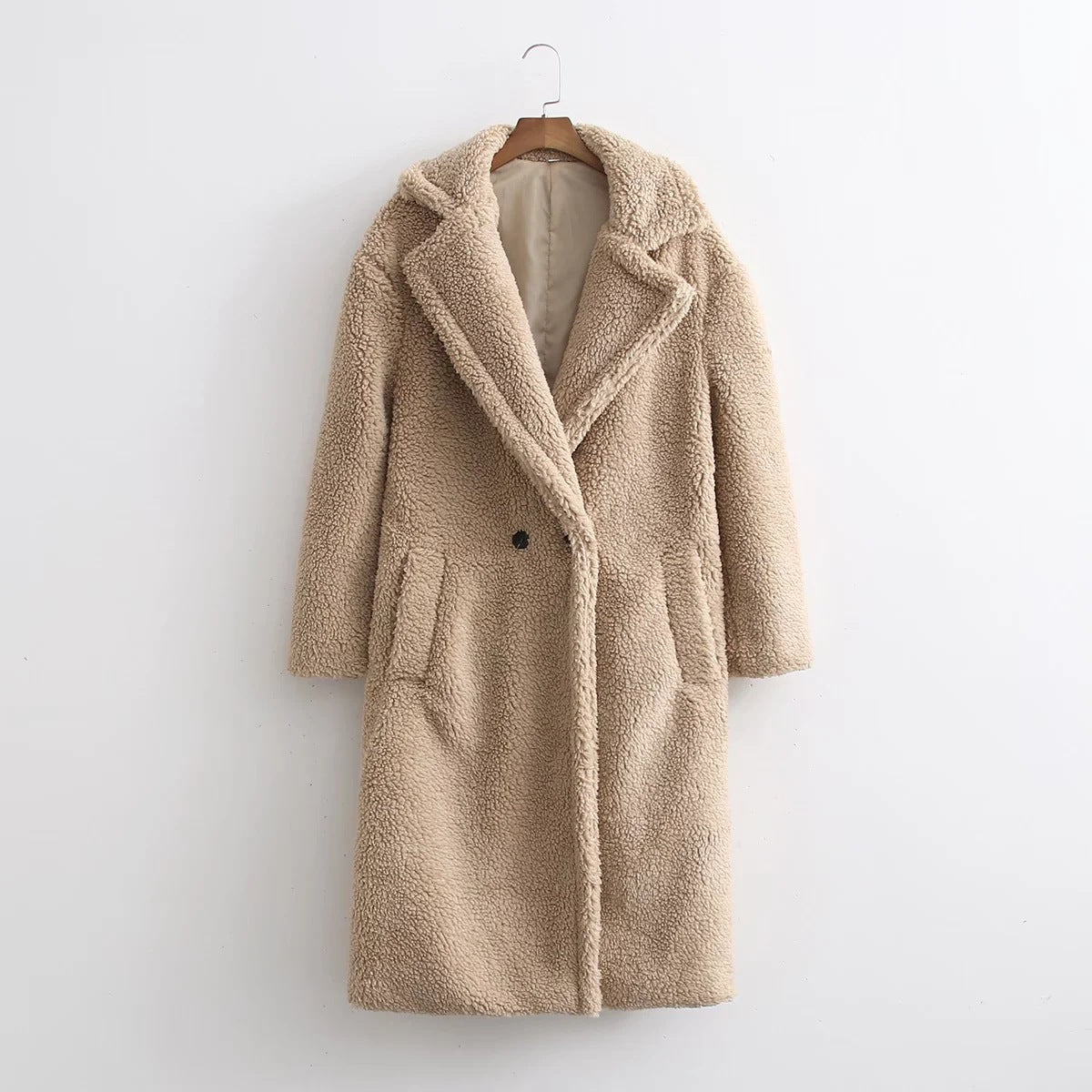Women's Lamb Wool Fur Profile Long Fur Coat
