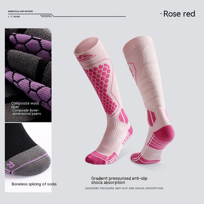 Professional winter long wool ski socks