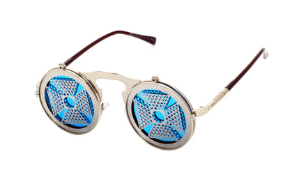 Casual Retro Metal Punk Steam Flip Sunglasses for Men