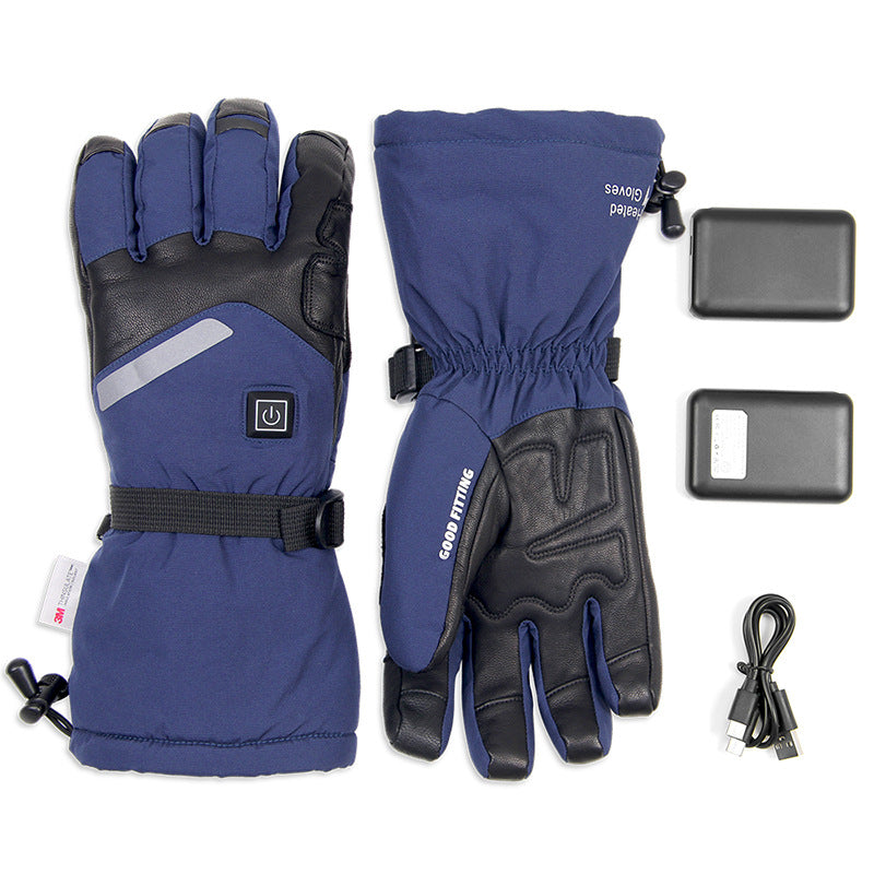 Sheepskin Electric Heating Gloves for Motorcycles, Thermal Smart Touch Screen, and Outdoor Skiing