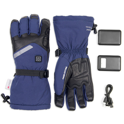 Sheepskin Electric Heating Gloves for Motorcycles, Thermal Smart Touch Screen, and Outdoor Skiing