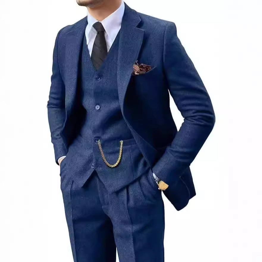 Herringbone Men's Slim Fit Suit
