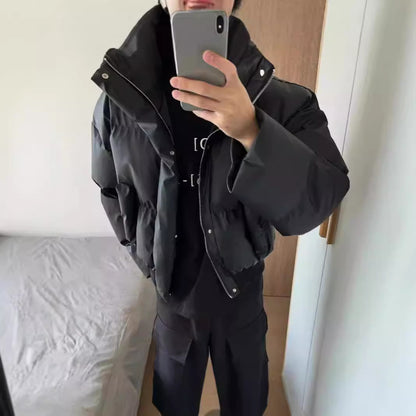 Winter Short PU Leather Coat Male
