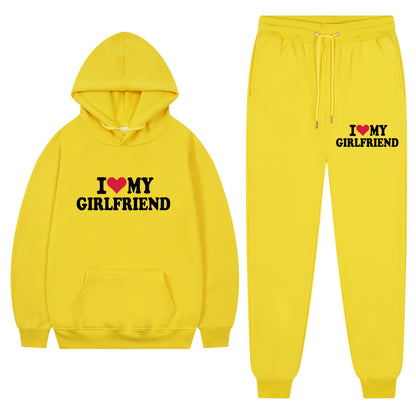 I Love My Girlfriend Print Casual Suit