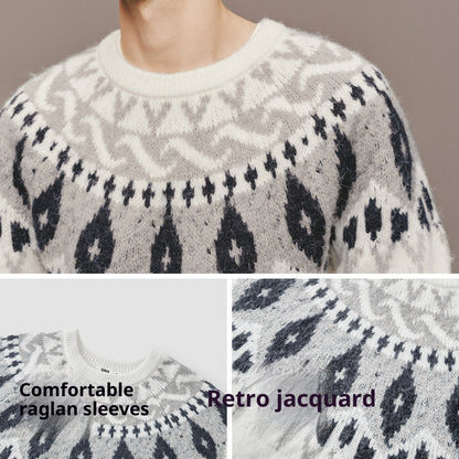 Jacquard Christmas Round Neck Sweater for Men