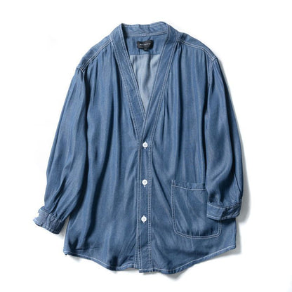 Men Three-quarter Sleeve Trendy Loose V-neck Casual Denim Coat
