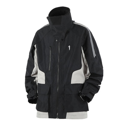 Outdoor Color Contrast Patchwork Loose Leisure Workwear Coat