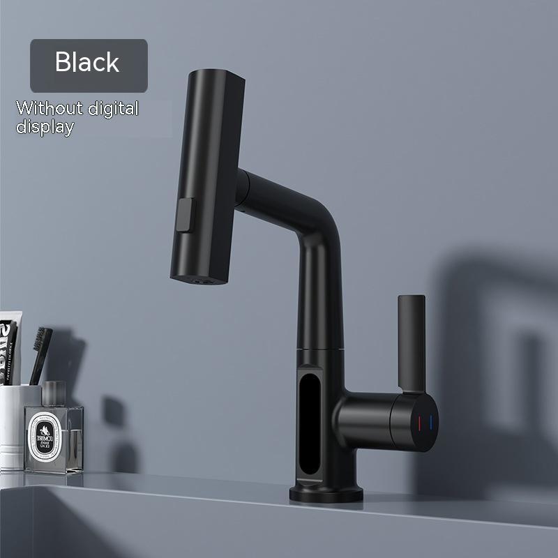 Smart digital display faucet, pull-out basin faucet, temperature digital display, rotation.