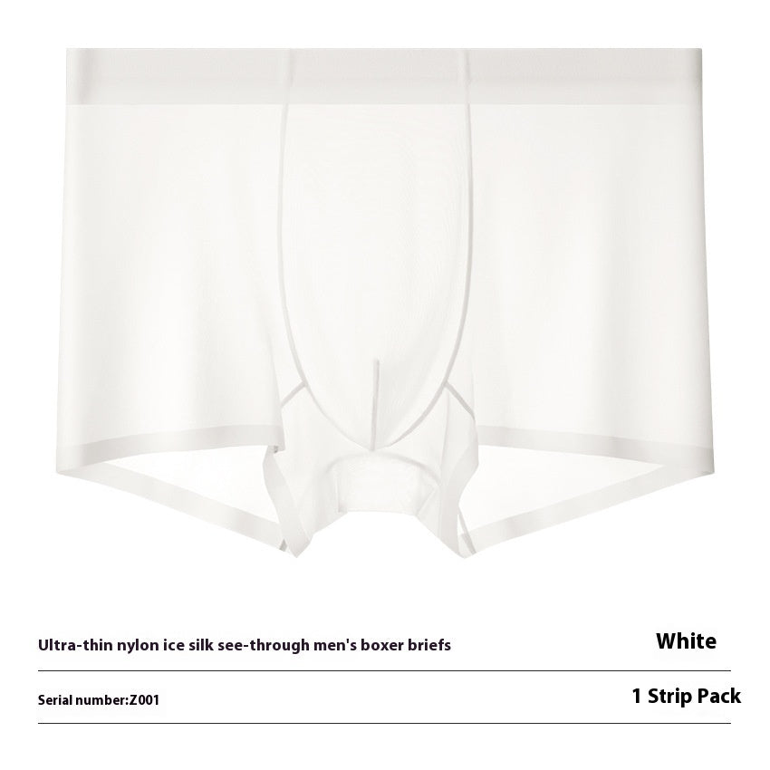 Ultra-thin Cool Ice Silk Breathable Traceless Transparent Hair Exposed Sexy Boxer