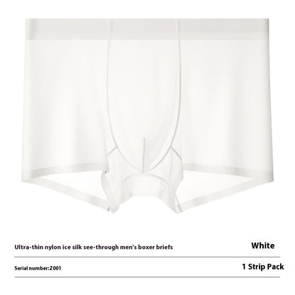 Ultra-thin Cool Ice Silk Breathable Traceless Transparent Hair Exposed Sexy Boxer