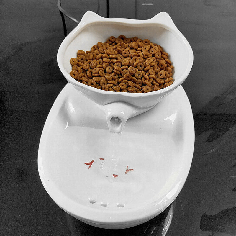 Ceramic Pet Cat Water Dispenser with Automatic Circulation