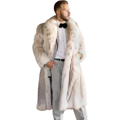 Men's Leather Fur Coat, Medium Length