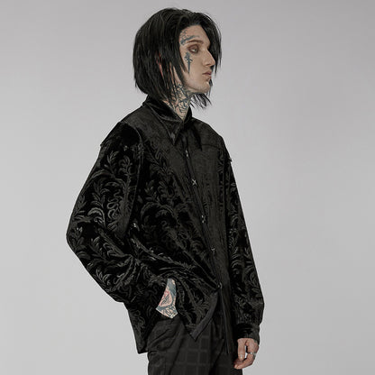 Men's Gothic Court College Style Velvet Shirt