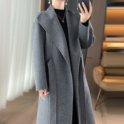 Elegant Woolen Simple Female Tie-front Top