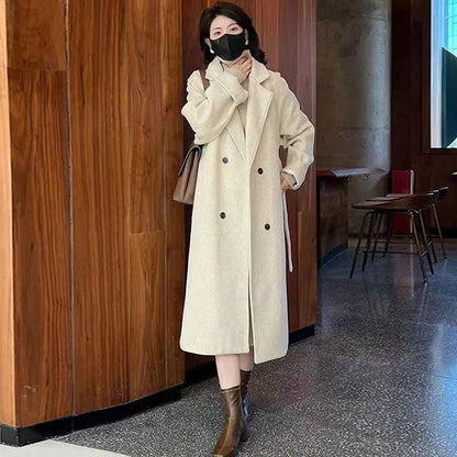 Suit Collar Wool Mid-length Plush Woolen Coat Clipped Button And Lining