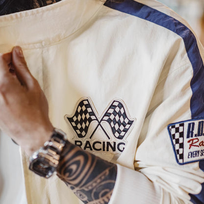 American Retro Color Blocked Embroidered Running Jacket