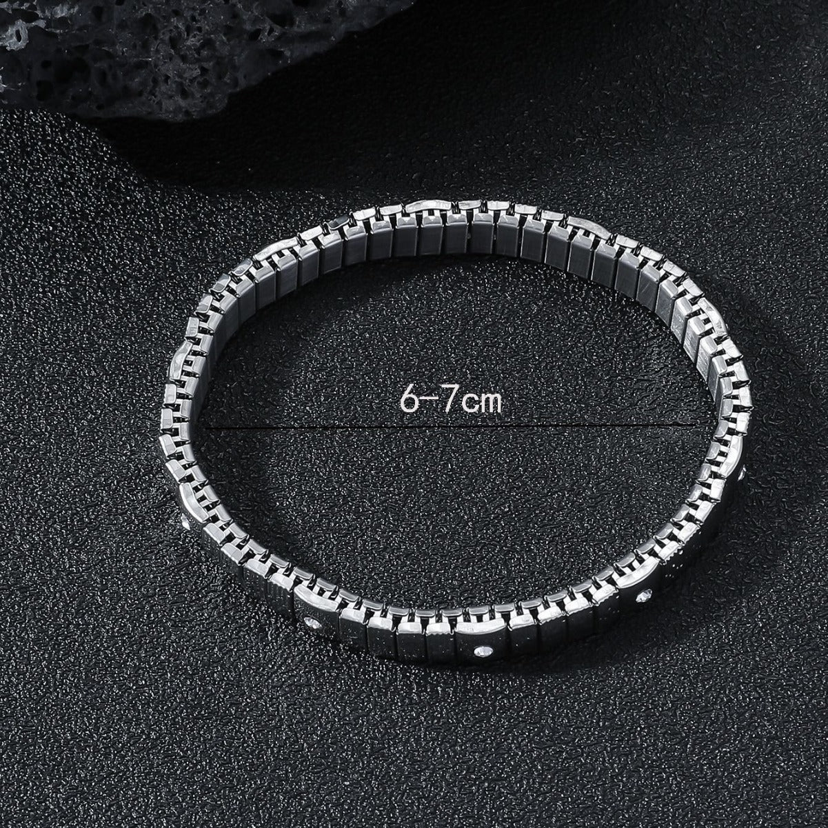 Cold Stainless Steel Diamond Elastic Bracelet for Men