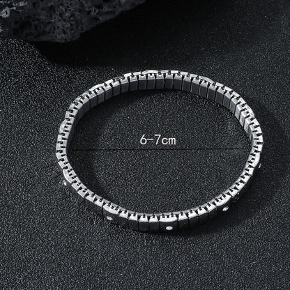 Cold Stainless Steel Diamond Elastic Bracelet for Men