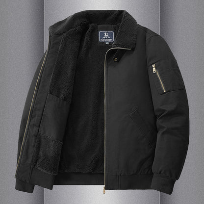Warm And Loose Polo Collar Pure Cotton Workwear Jacket Casual Lambswool