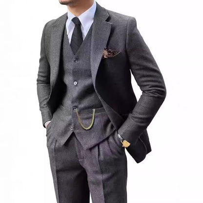 Herringbone Men's Slim Fit Suit