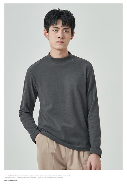 Men's Autumn And Winter High Quality Dralon Half-high Collar Long Sleeves T-Shirt