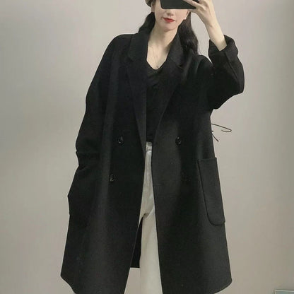 Women's Mid-length Simple Fashion Korean Style Loose Woolen Coat
