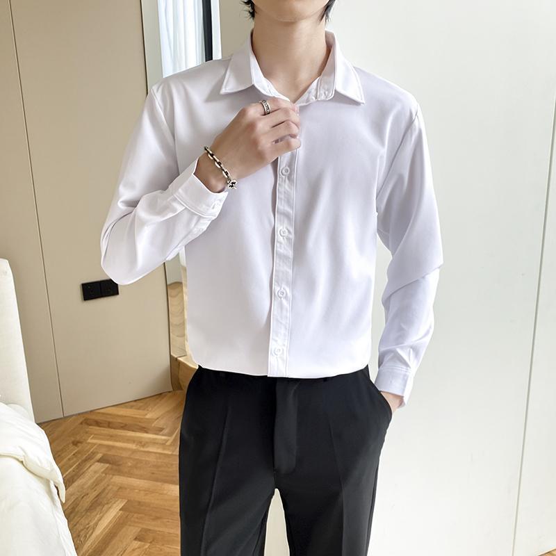 Men's Wine Red Long Sleeve Slim Fit Business Shirt