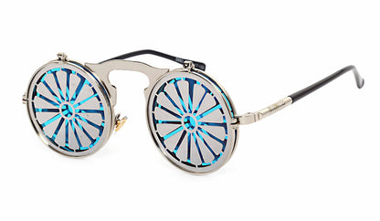 Casual Retro Metal Punk Steam Flip Sunglasses for Men