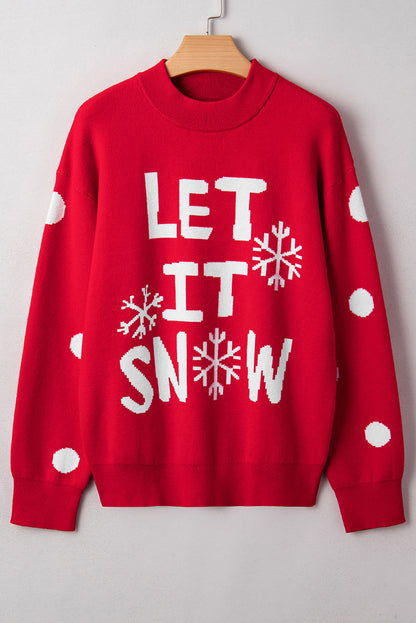 Women's Casual Loose Round Neck Christmas Red Sweater